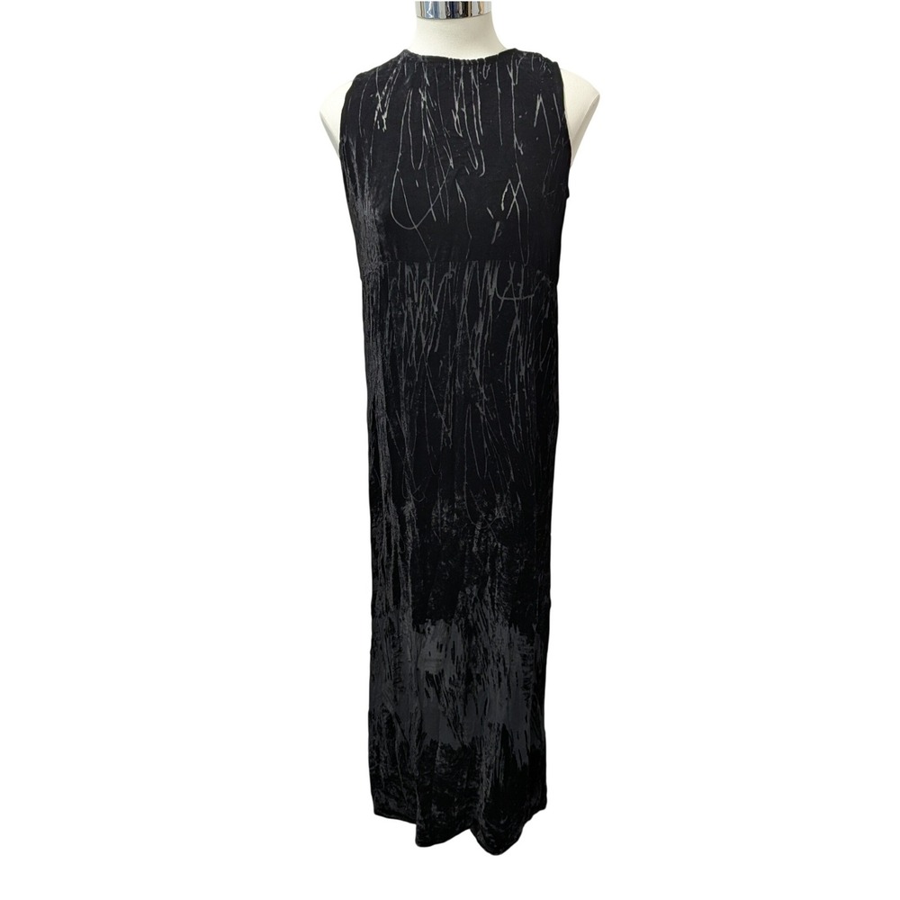 Citron Santa‎ Monica Collection Black Velvet Burnout Maxi Dress Size XS